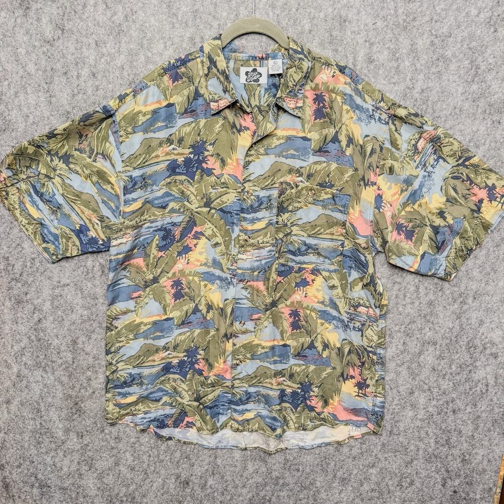 Hilo Hattie Hawaiian Shirt Mens L Large 100% Silk Palm Beach Aloha READ